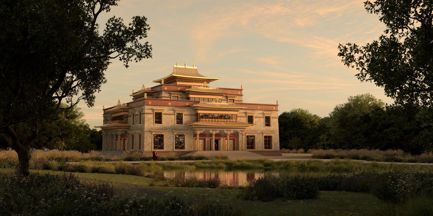 Architects impression of the vision of Thubten Chokor Ling, a Buddhist Temple in the making.