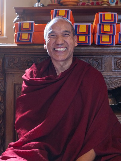 Portrait of Drupbon Lama Tenzin Sangpo at Gomde UK.