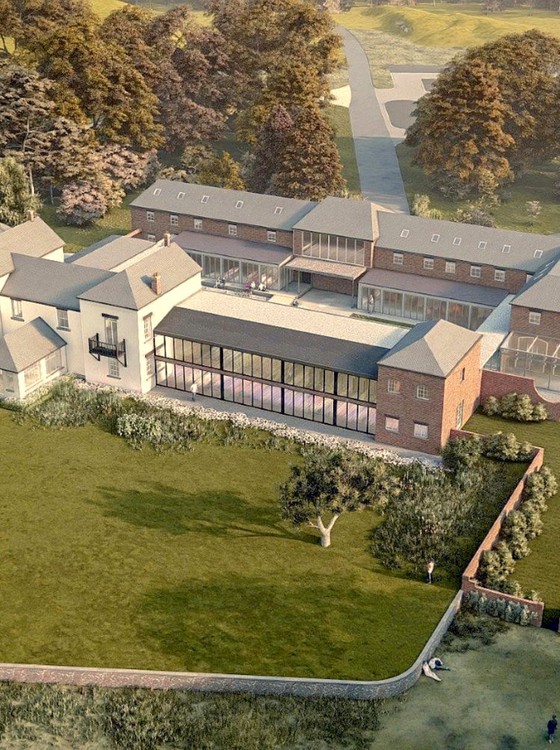 Architect impression of the meditation retreat wing, connected to the original building Lindholme Hall.